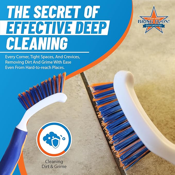 Bring It On Grout Cleaner Pro with Grout Cleaning Brush – 32Fl Oz Grout Cleaner for Shower Tile Includes 8-inch Heavy-Duty Grout and Tile Cleaner Brush – Effectively Removes Mineral Deposits