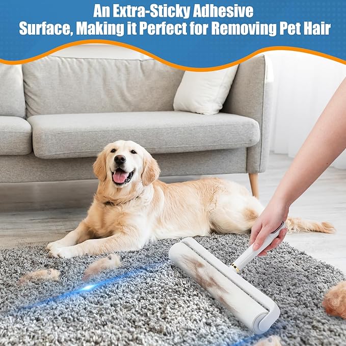 Dymoll 14.17" Large Lint Rollers for Pet Hair Extra Sticky, 360 Sheets Roller with Long Handle for Cleaning Carpets, Clothing, Couch, Furniture Wall Cleaner Mop Dust Remover