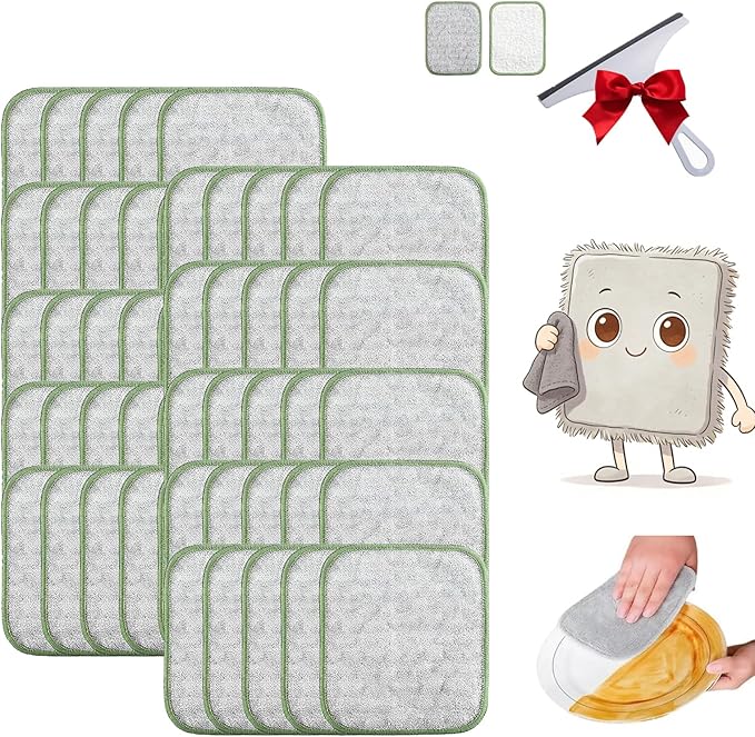 Multipurpose Wire Dishwashing Rags for Wet and Dry, Reusable Wire Miracle Cleaning Cloths, Stainless Steel Wire Cleaning Cloth Dish Rags, Silver Mesh Dishcloth, for Pots,Pans,Sinks (50pcs)