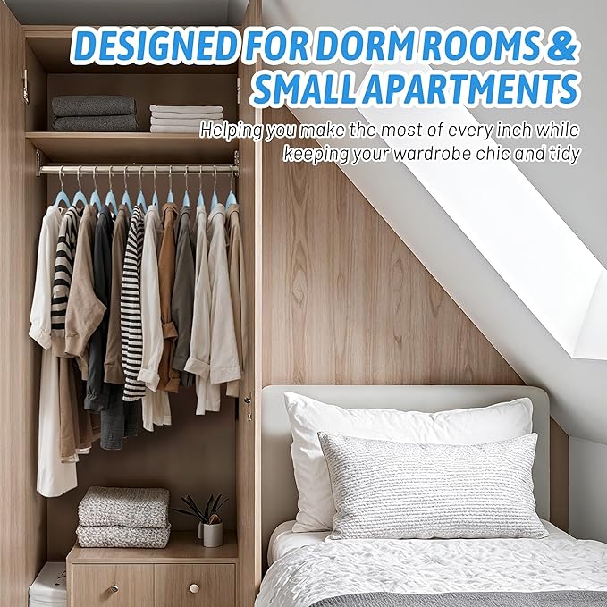 Sishynio Velvet Hangers 50 Pack – Slim Non-Slip Flocked Clothes Hangers with Notches, Space-Saving Durable Hangers for Dresses, Coats, Blouses(Blue)