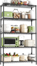 RackBro 5-Tier Storage Shelves 72" H Wire Shelving, Adjustable Metal Shelving Pantry Shelves, 1325LBS Heavy Duty Rack with Shelf Liners for Garage Commercial Kitchen, 36" W x 14" D x 72" H, Black