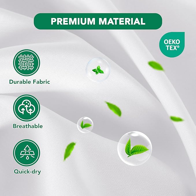 Biscaynebay Fabric Shower Curtain Liner 72x72 Inch-4 Packs White Water Resistant Bathroom Curtains-Hotel Soild Polyester Shower Liners Washable with Magnets