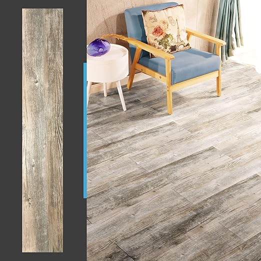 Art3d 36-Pack 54 Sq.ft Peel and Stick Floor Tiles Vinyl Plank Flooring Wood Look, Adhesive and Waterproof Tile Sticker for Bedroom, Living Room, Kitchen, RV in Old Wood