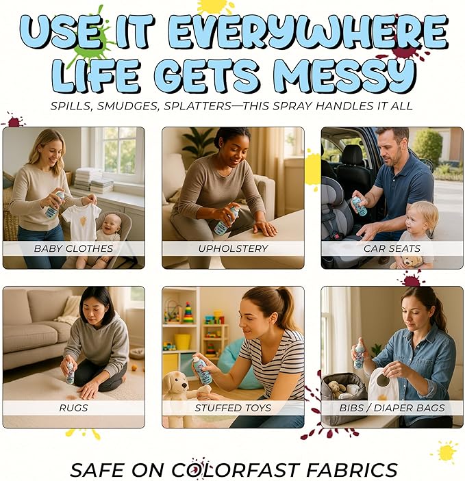 Stain Bandit Stain Remover Spray - Non-Toxic, Family Safe Formula - Bag-On-Valve 360 Continuous Spray - Powerful Natural Cleaner for Clothes, Upholstery, Carpet, Car Seats & More - 4.2 oz (Pack of 3)