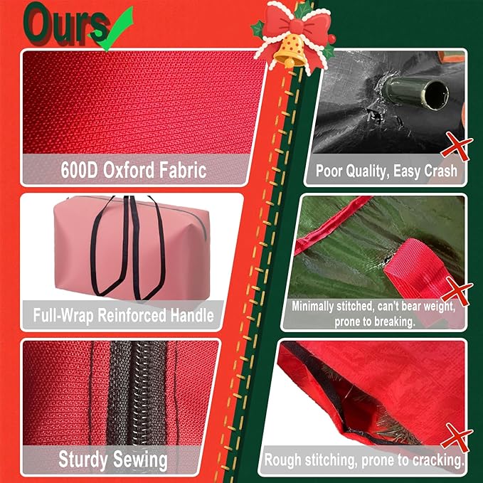 Small Christmas Tree Storage Bag Heavy Duty Christmas Tree Bag for 3FT/4FT/5FT Detachable Christmas Tree 600D Oxford Waterproof Dusty-Proof with 2 Reinforced Handle,Large Zipper Opening