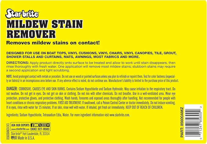 STAR BRITE Mold & Mildew Stain Remover + Cleaner – Removes Stains on Contact - 1 GAL (085600N)