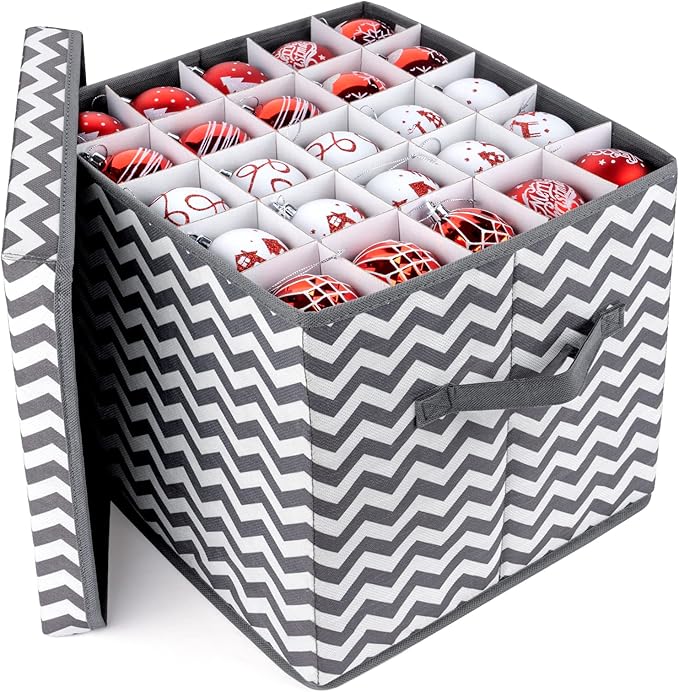 Christmas Ornament Storage Box, Freestyle Assembly Ornament Organizer Storage Box, Fits Christmas baubles 3cm-8cm and Holiday Ornament Storage - 600D Oxford Christmas Ornaments Storage Containers