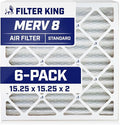 Filter King 15.25x15.25x2 Air Filter | 6-PACK | MERV 8 HVAC Pleated A/C Furnace Filters | MADE IN USA | Actual Size: 15.25 x 15.25 x 1.75"