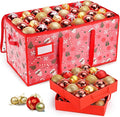 Plastic Christmas Ornament Storage Box with Adjustable Dividers, Waterproof Christmas Storage Containers Keep 128 Capacity, Dual Zippers, Ornament Organizer to Store Holiday Decor-Gloves