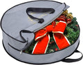 BALEINE 1 Pack Wreath Storage Container, Christmas Wreath Storage Bag with Reinforced Handle for Holiday Xmas (Grey, 30"X8")