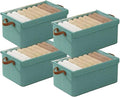 4PCS Foldable Storage Box with Lid - Extra Large Fabric Closet Organizer for Clothes, 18.5x11x7.9 Inch Canvas Bin, Collapsible Design for Bedroom, Shelf, Closet, Underbed (Green)