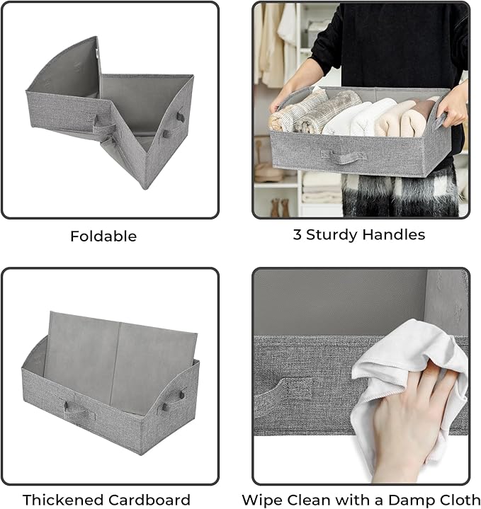 GRANNY SAYS Storage Bins for Closet, Trapezoid Storage Bins with Handles, Closet Storage and Organizer, Shelf Baskets for Clothes, Purse, Dog Toys, Dark Gray, Jumbo, 3-Pack