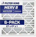 Filter King 27x27x1 Air Filter | 6-PACK | MERV 8 HVAC Pleated A/C Furnace Filters | MADE IN USA | Actual Size: 26.5 x 26.5 x .75"