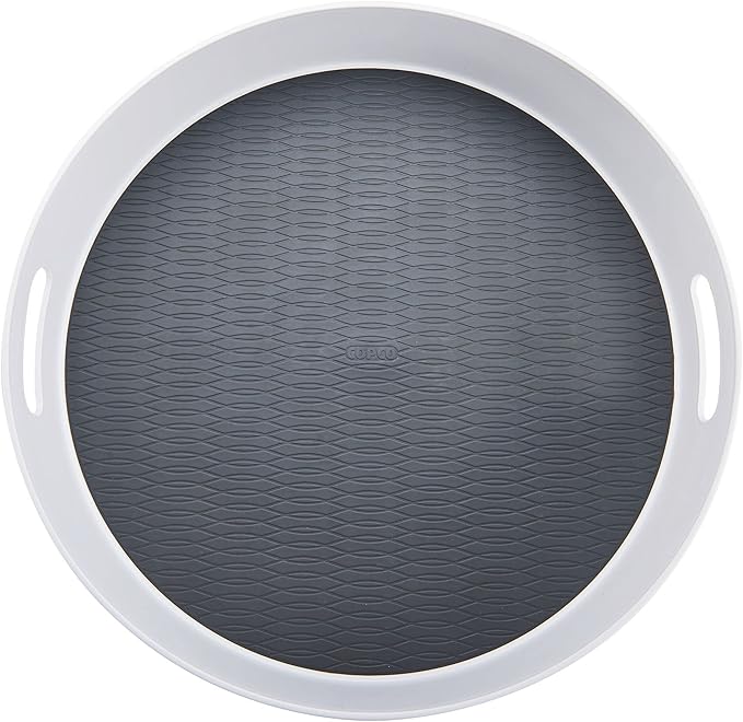 Copco Under-Sink Pantry and Cabinet Organizer, 18-Inch, Revolving Storage Solution, White and Gray