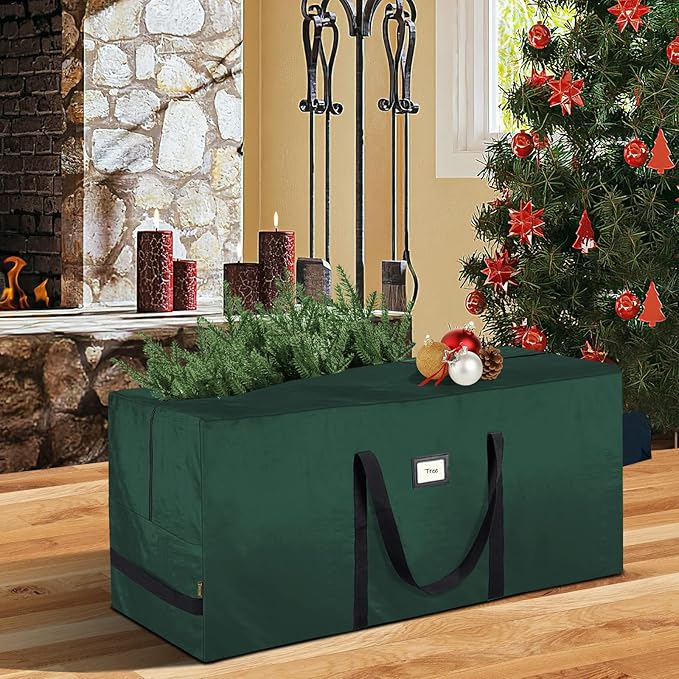 BALEINE 7.5 ft Extra Large Christmas Tree Storage Bag With Reinforced Handles and Dual Zippers for Wide Opening (Green)
