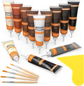 NADAMOO Wood Furniture Repair Kit Wood Filler Scratch Repair Furniture Touch Up Kit Cover Surface Scratch for Wooden Floor Table Door Cabinet Veneer, 12 Dark Color Kit Black White Gray Oak