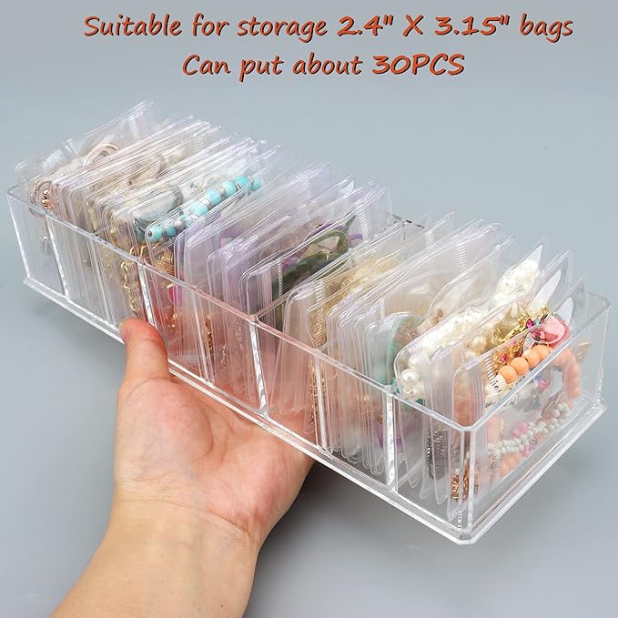 DesignSter Acrylic Jewelry Box with Jewelry organizer Bag Anti-Oxidation for Rings, Necklace, Bracelets, Stud, and Earrings Storage
