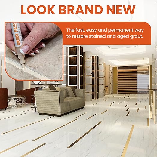 Light Beige Grout Paint Pen – Restore and ReColor Your Grout – Restores, Colors & Seals – Fast Drying, Waterproof, Long Lasting Color for Bathroom, Showers & Kitchen Floors.