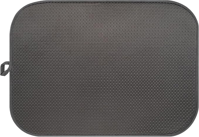 FULL BE DARE Dark Gray Dish Drying Mats 20" x 15", XL Kitchen Drying Mat for Counter, Microfiber Dish Dryer Mat, Microfiber Dish Rack Mat, Foldable Dish Drying Pad for Dishes, Pots, Pans (Dark Gray)
