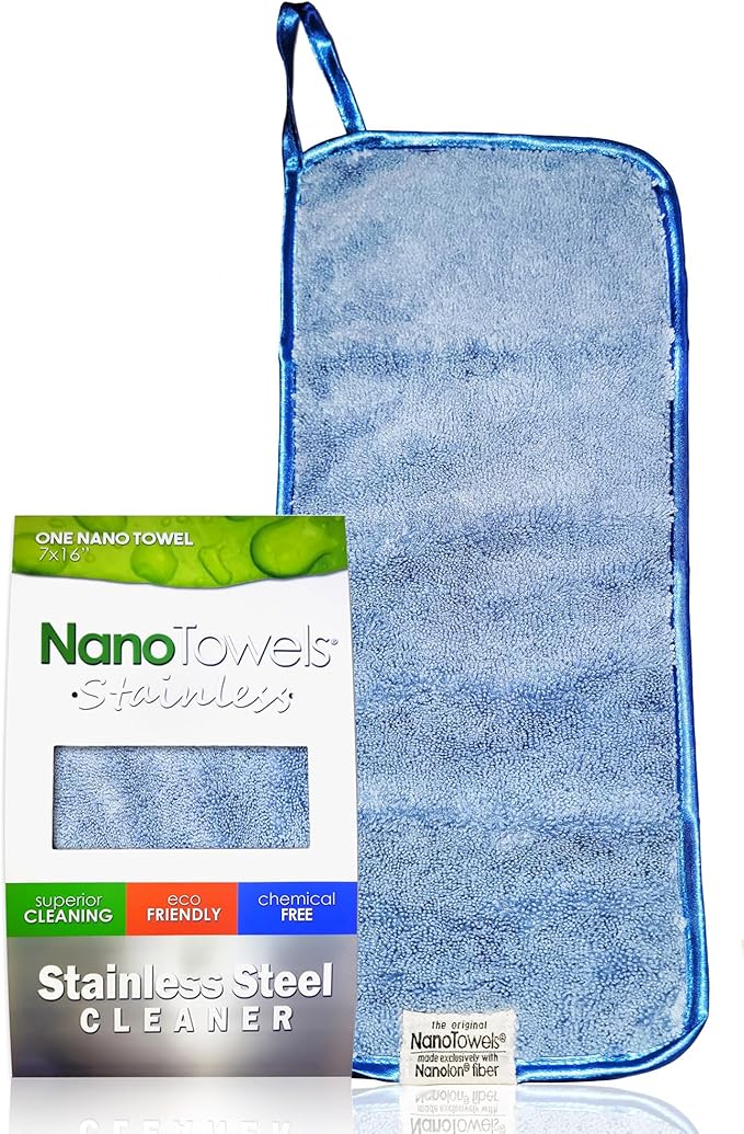 Nano Towels Stainless Steel Cleaner | The Amazing Chemical Free Stainless Steel Cleaning Reusable Wipe Cloth | Kid & Pet Safe | Nano Blue 7x16 (1 pc)