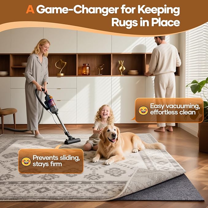 Veken Non Slip Cushioned Rug Pad Gripper, Felt and Silicone Backing, Carpet Liner for Hardwood Floors and Finishes, Under Area Rugs Anti Skid Mat, Keep Rugs Safe and in Place, 2 x 3 Ft 1/8 inch Thick