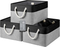 Large Storage Baskets- 15.7x11.8x8.26 inch Storage Bins for Shelves and Closet Organizing, Foldable Fabric Bin for Home Organization Clothes and Laundry (3-Pack, Black&Gray)