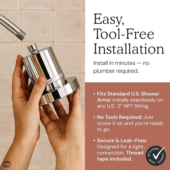 Filtered Shower Head for Hard Water | Reduce Chlorine & Heavy Metals for Improved Skin & Hair Health | High Pressure Water Softener Shower Head [Brushed Nickel]