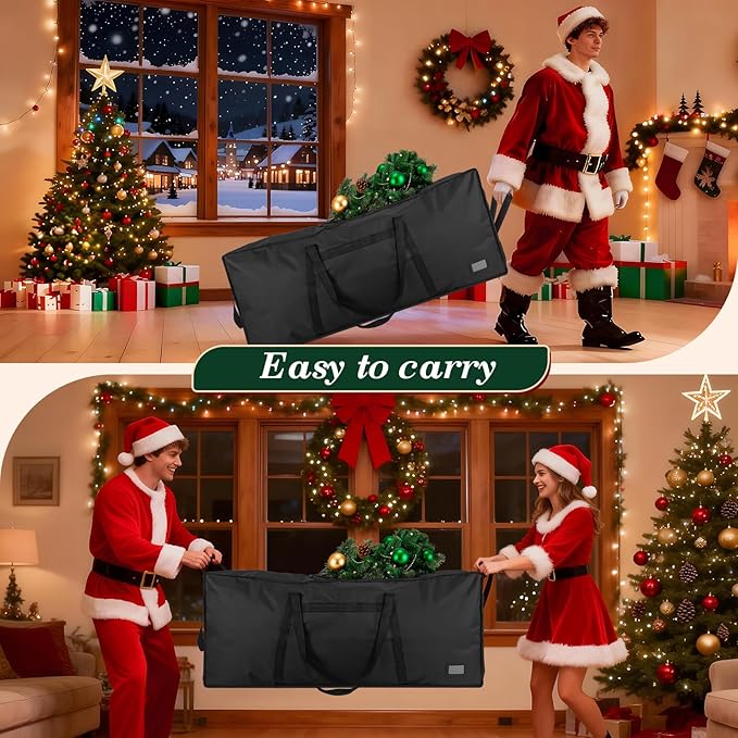 7.5 ft Christmas Tree Storage Bag, Heavy Duty Christmas Tree Bag with Reinforced Handles and Dual Zippers Wide Opening, Large Capacity fits for Artificial Christmas Tree (Black, 7.5 ft)