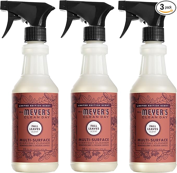 Mrs. MEYER'S Clean Day Multi-Surface Everyday Cleaner - Fall Leaves Scent, Plant-Derived Formula, 16 fl oz, Pack of 3