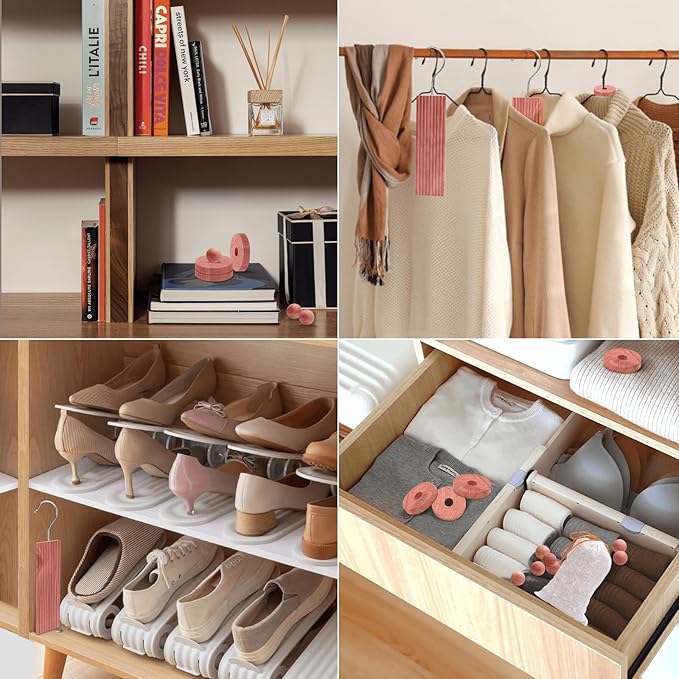 Homode Cedar Blocks for Clothes Storage, Cedar Chips for Closets and Drawers, Aromatic Cedar Wood Balls and Cedar Sachets, Cedar Closet Freshener, 80 Pack