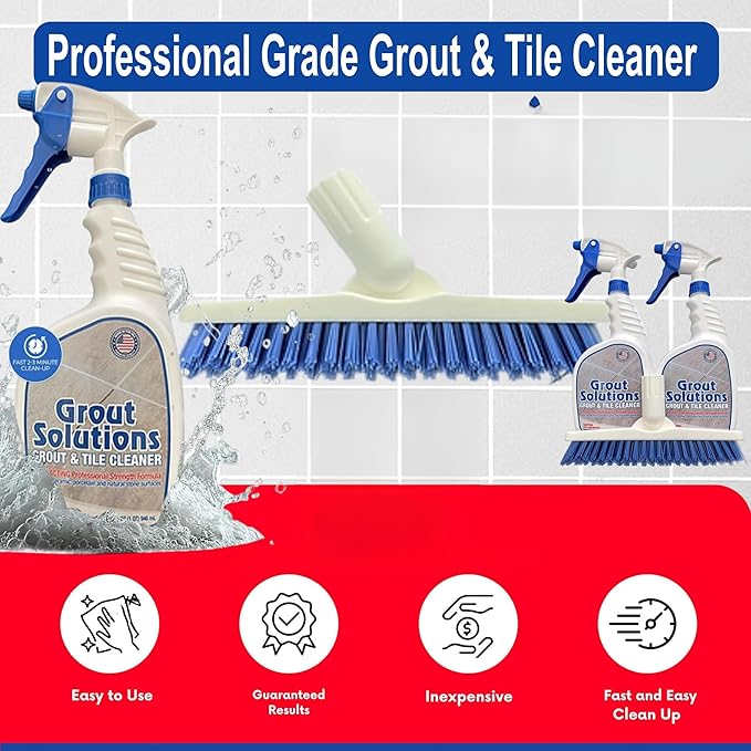 Grout Solutions Professional-Grade Grout Cleaner for Tile, Ceramic, Porcelain & Marble – Acid-Free Formula for Safe, Deep Cleaning and Stain Removal