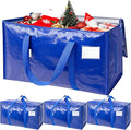TICONN 4 Pack Extra Large Moving Bags Heavy Duty with Zippers & Carrying Handles, Durable Storage Bags Moving Boxes for Closet Organizers and Storage (4 Pack, Blue)