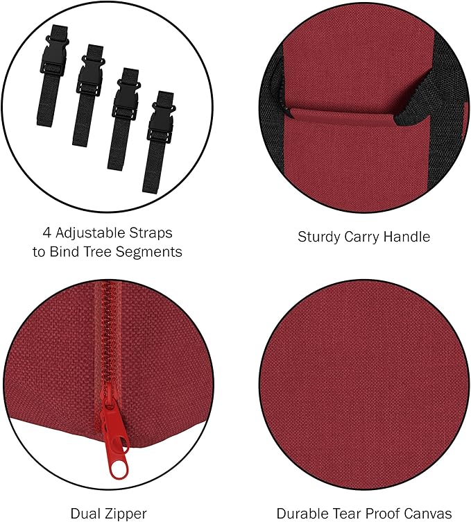 Elf Stor Heavy Duty Canvas Christmas Tree Storage Bag with Straps, fits up to 9 ft Tree, Red