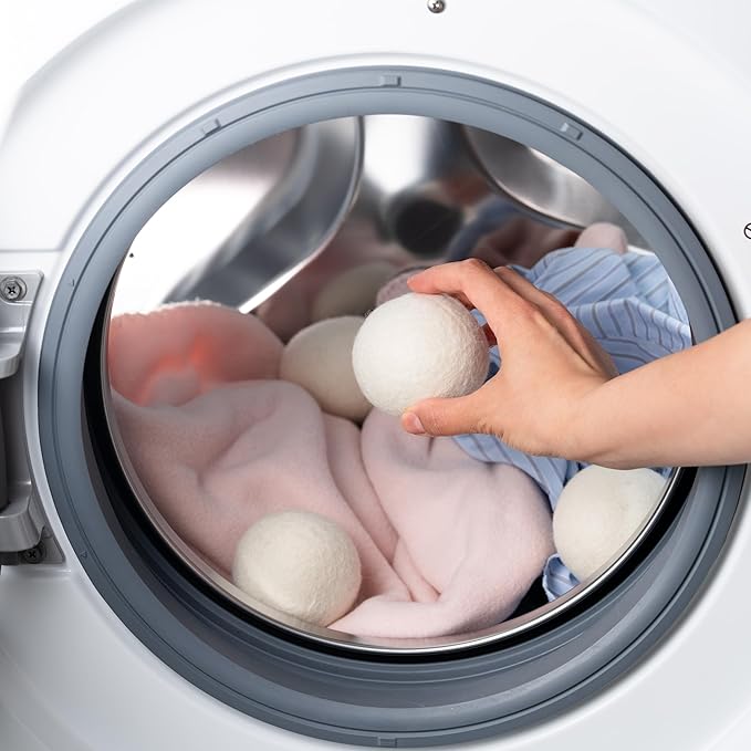 Homestead Houseware XL Wool Dryer Balls 6-Pack – 100% New Zealand Wool, Natural Fabric Softener & Static Reducer, Reusable Laundry Balls for Pet Hair, Eco-Friendly Dryer Sheets Alternative