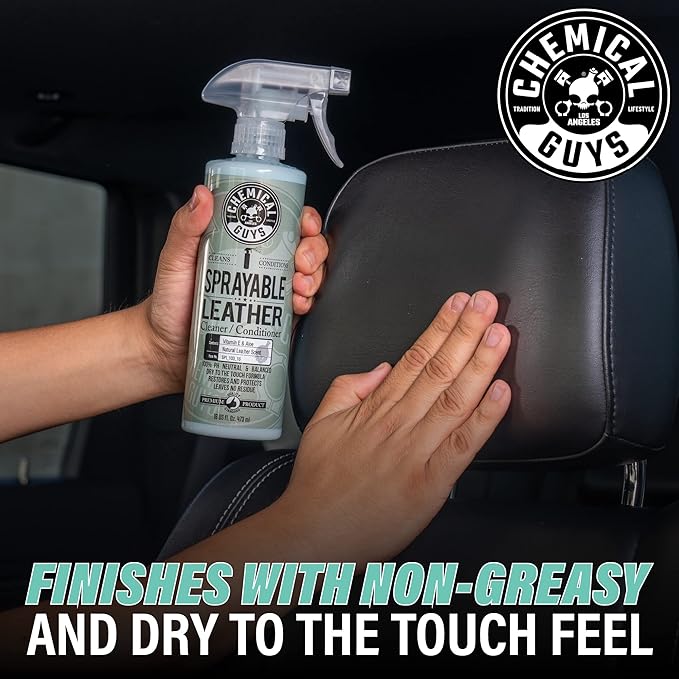 Chemical Guys Sprayable Leather Cleaner and Conditioner in One - Cleans, Conditions, and Protects Leather, Vinyl, Faux & More, Safe for Cars, Furniture & Apparel - 16 oz