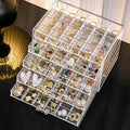 SPAKOWN Earring Organizer, Acrylic Jewelry Holder Organizer with 5 Drawers Stackable Earring Storage Case Jewelry Boxes for Women (Clear)