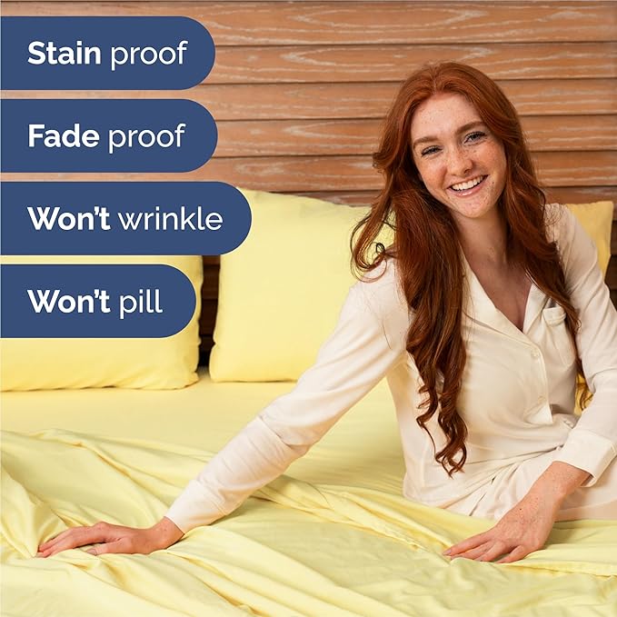 Cal King Sheet Set 6 Piece - Bed Sheets California King Size - Soft Hotel Luxury Bedding - Cooling, Comfy & Breathable - 1 Flat, 1 Fitted & 4 Pillowcases w/ Deep Pockets - Wrinkle & Fade Free - Yellow