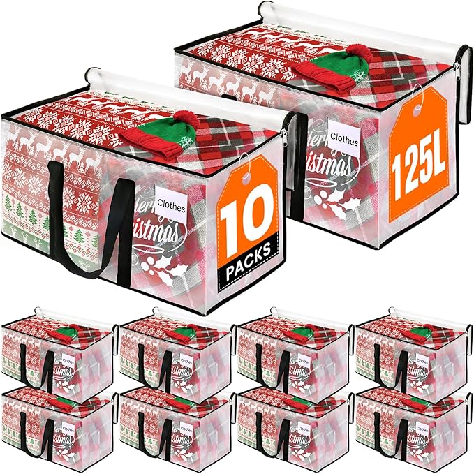 Clear Moving Bags Heavy Duty Extra Large, Moving Supplies with Reinforced Handle and Double Zipper, Storage Bags for Moving Essential, Packing tote Alternative to Moving Box(10 Packs, Clear)