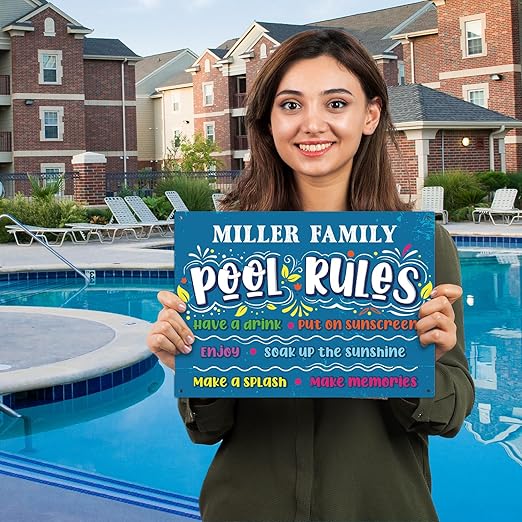 Custom Pool Sign, Pool Rules Make Memories For Pool Decor Sign, 10x14 Inches, Rust Free .040 Aluminum, Fade Resistant, Made in USA by Sigo Signs