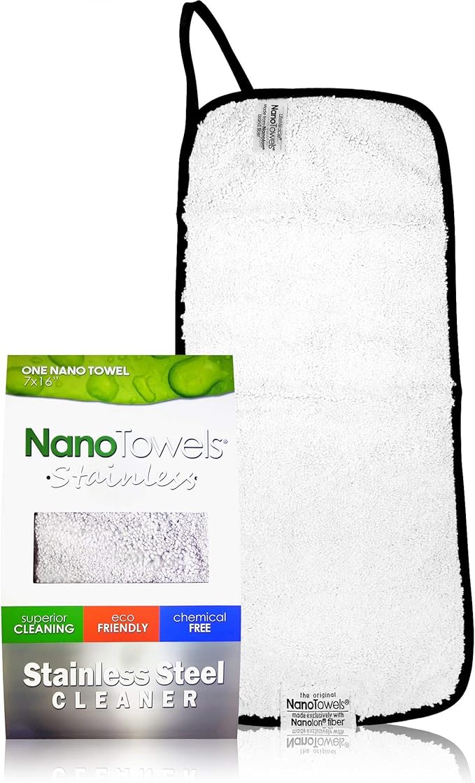 Nano Towels Stainless Steel Cleaner | The Amazing Chemical Free Stainless Steel Cleaning Reusable Wipe Cloth | Kid & Pet Safe | 7x16 (1 pc)