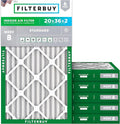 Filterbuy 20x36x2 Air Filter MERV 8 Essential Dust & Allergy Defense (6-Pack), Electrostatic Pleated HVAC AC Furnace Filters Replacement, Made in USA (Actual Size: 19.50 x 35.50 x 1.75)