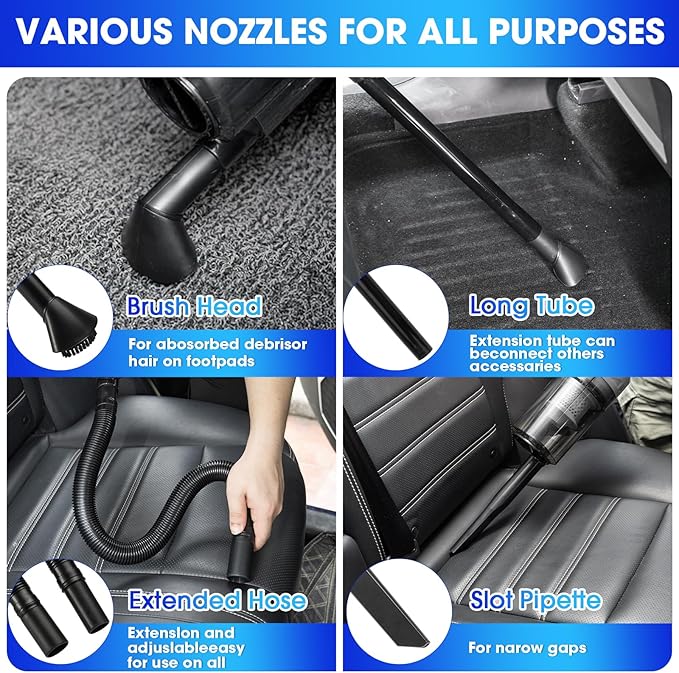 Viewsun Car Cleaning Kit, 17PCS Car Interior Detailing Kit with Gray High Power Handheld Vacuum, Detailing Brush Set, Windshield Cleaner, Cleaning Gel, Complete Auto Accessories for Men, Women