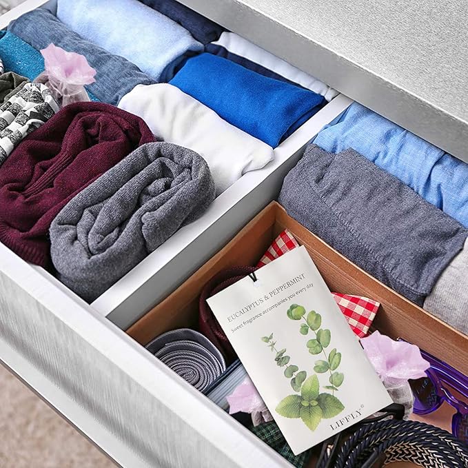 LIFFLY 14 Packs Eucalyptus Peppermint Scented Sachets fit Drawers and Closets