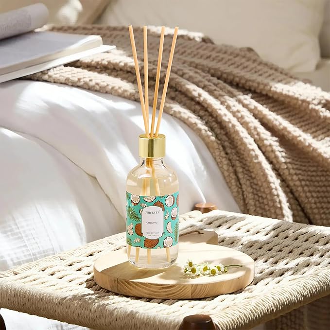 Airkeep Reed Diffuser Oil Set with Reed Sticks,Rose Aromatherapy Oil Scent Diffuser for Home Office Bathroom Decoration Perfume and Gifts 3.38oz/100ml