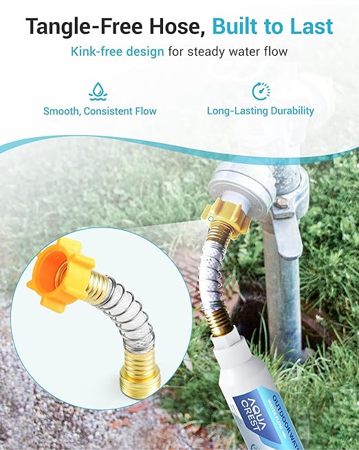 AQUA CREST Inline Water Filter, Dedicated for Car Washing, Yard Cleaning, Reduce Hard Water Spots, Soften Water, Upgraded Formula with 1 Flexible Hose Protector