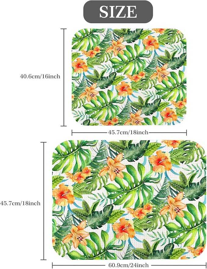Quick Absorbent Kitchen Drying Mat - Stylish Patterns Dish Drying Mat- 16×18 Inch & 18×24 Inch Kitchen Drainer Mat for Countertops, Dishes & Glassware