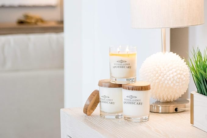 Premium Scented 100% Soy Candle - Cider + Mulled Spices - Long Lasting 65+ Hour Burn Time Glass - Hand Poured in USA by Seventh Avenue Apothecary