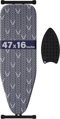veiox Ironing Board Full Size, Metal Construction Iron Board with Extra Thick Heavy Duty Padded Cover, Stable Structure, Anti-Skid Feet (47x16)