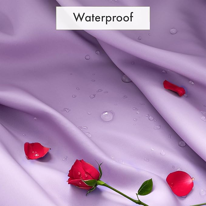 Amazer Lavender Purple Shower Liner Cloth Waterproof, Soft Shower Curtain Liner Fabric with Weighted Stones, Washable Shower Curtain and Liner 2-in-1, 120G Heavy Duty, 12 Grommet Holes, 72 x 72 Inches