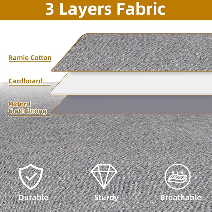 YheenLf Underbed Storage Organizers, 23.6 x 11.8 x 5.9 Inch Fabric Container Bags with Lids, Storage Boxes for Blanket, Pillows, Shoes, Grey, 3 Pack